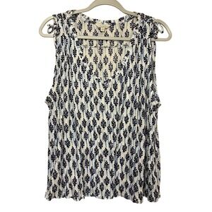 Lucky Brand Women's‎ Sleeveless Top Large Floral Print Blue White Casual